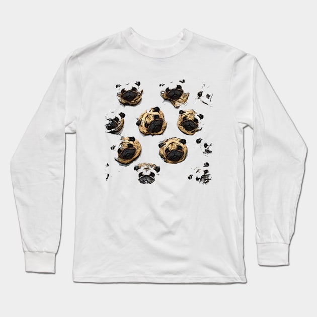 Pug pattern Long Sleeve T-Shirt by bywhacky